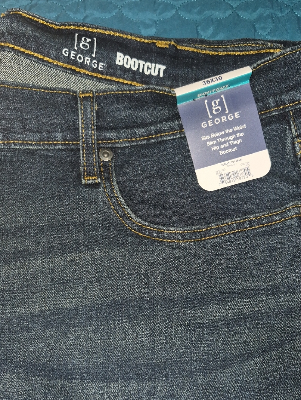 George Men's Bootcut Jeans - Indigo Blue with Contrast Stitching